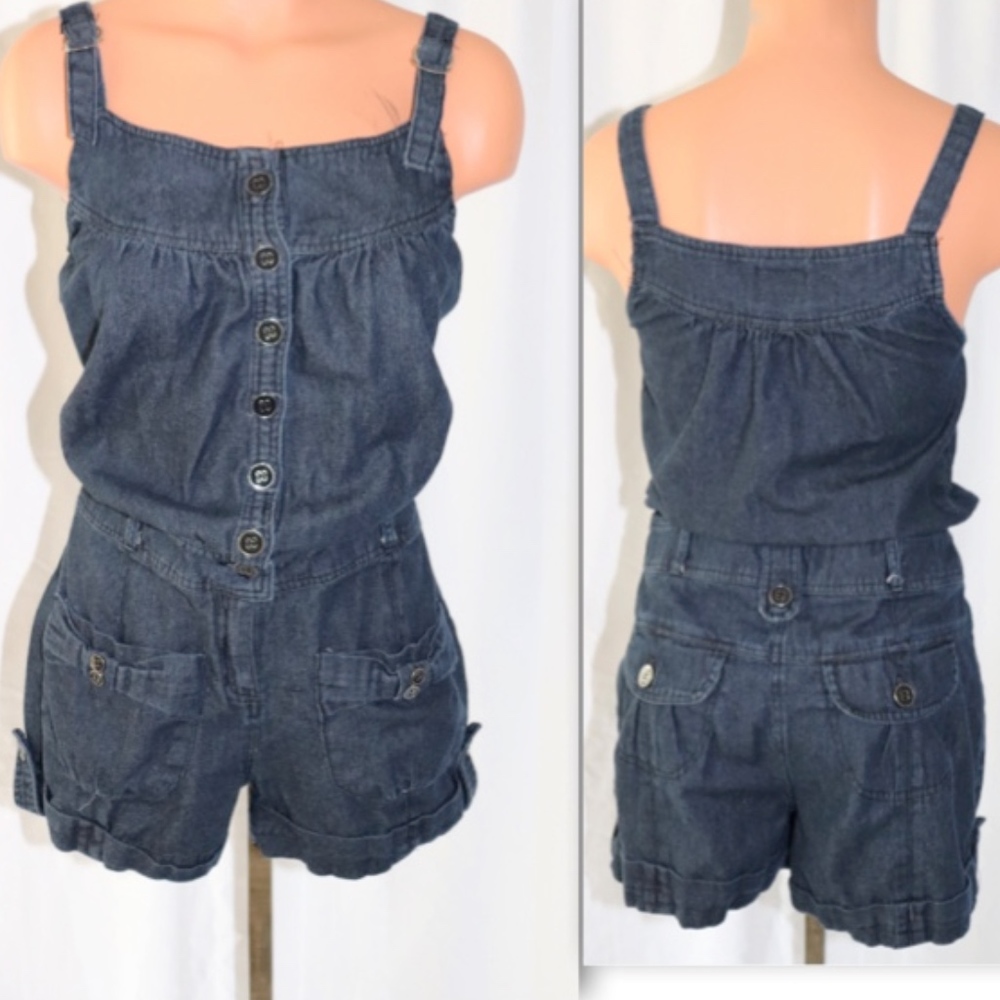 Chelsey Blue Denim Cotton Romper
